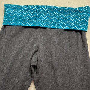 Y2K Fold-over Leggings Turquoise & Silver Band Gray Legs Sz L Joe Boxer.